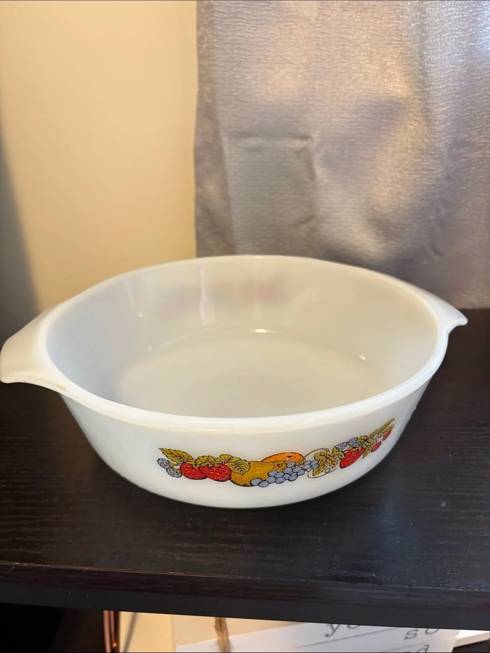 Anchor Hocking Glass Fruit-Print Casserole Dish
